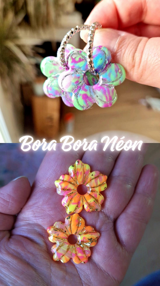 Pampilles "Bora bora Néon 🌺" (vendues sans créoles).