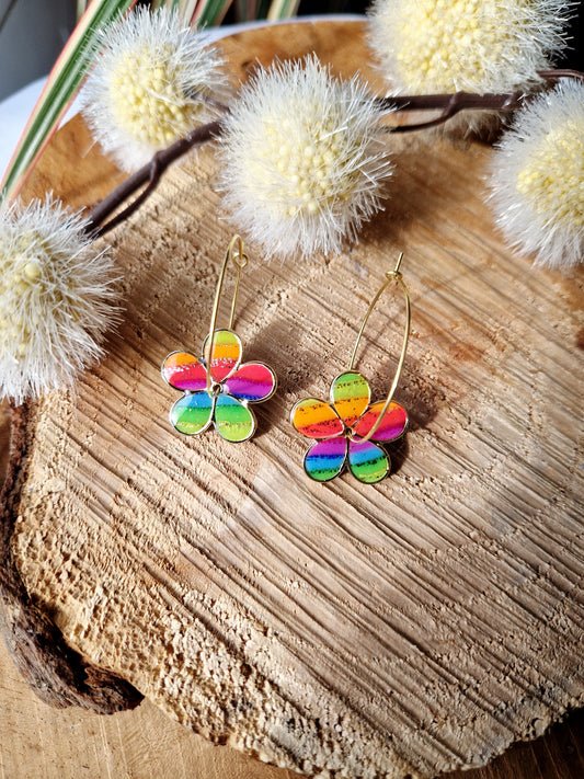 Boucles "Flora 🌸" Rainbow 🌈