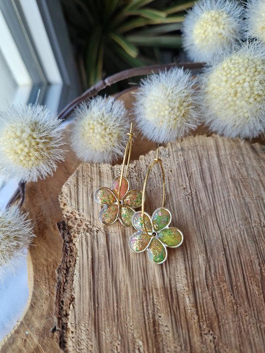 Boucles "Flora" anti gaspi Néon.
